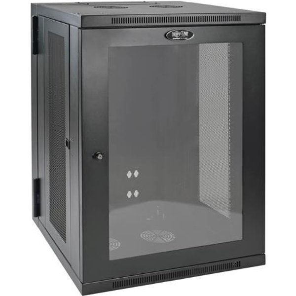 Tripp Lite SRW18USG SmartRack 18U Low-Profile Switch-Depth Wall-Mount Half-Height Rack Enclosure Clear Acrylic Window Hinged Back