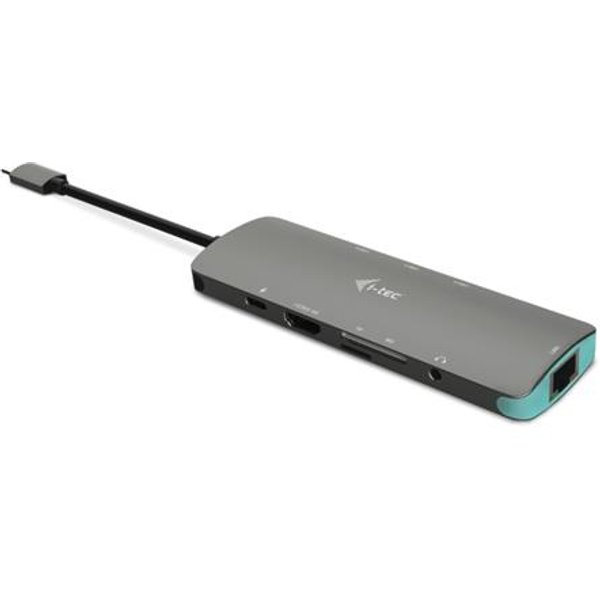 i-tec Metal USB-C Nano Docking Station 4K HDMI LAN + Power Delivery 100 W Wired USB 3.2 Gen 1 (3.1 Gen 1) Type-C 100 W 101001000 Mbit/s Silver Turquoise MicroSD (TransFlash) SD