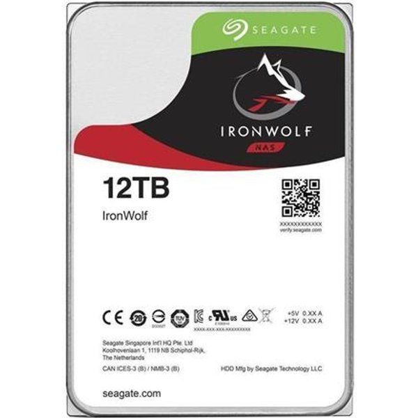 Seagate IronWolf 12TB NAS Hard Drive 7200 RPM 256MB Cache SATA 6.0Gb/s CMR 3.5' Internal HDD for RAID Network Attached Storage - ST12000VN0008