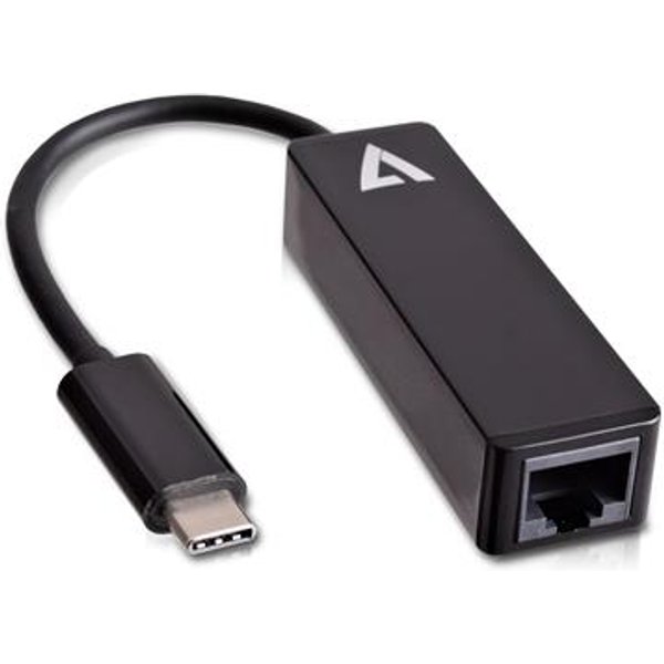 V7 Black USB Video Adapter USB-C Male to RJ45 Male 3.2 Gen 1 (3.1 Gen 1) USB Type-C