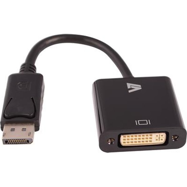 V7 Black Video Adapter DisplayPort Male to DVI-I Female 0.2 m 1x 20-pin DisplayPort 1x (24+5)-pin DVI Male Female 1920 x 1200 pixels