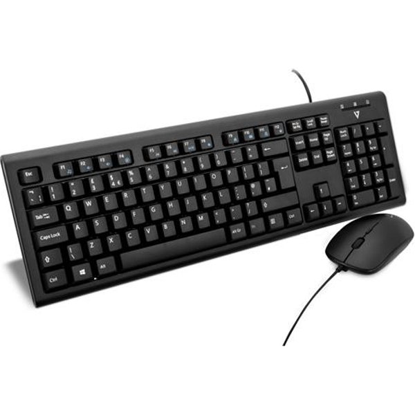 V7 Wired Keyboard and Mouse Combo UK. Product colour: Black