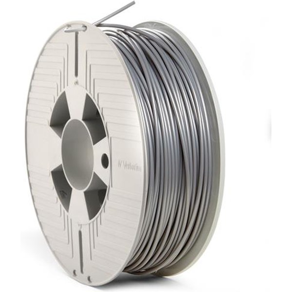 Verbatim 55329. Printing material: Polylactic acid (PLA) Printing colours: Silver Brand compatibility: Any brand. Weight: 1 kg Thickness: 2.85 mm Wire length: 126 m. Quantity per pack: 1 pc(s) Package type: Box