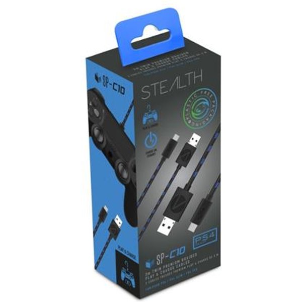 STEALTH Gaming SP-C10. Gaming platforms supported: PlayStation 4 Product type: Gaming controller cable Product colour: Black. Cables included: USB Type-C to USB Type-A. Quantity per pack: 2 pc(s) Package type: Box