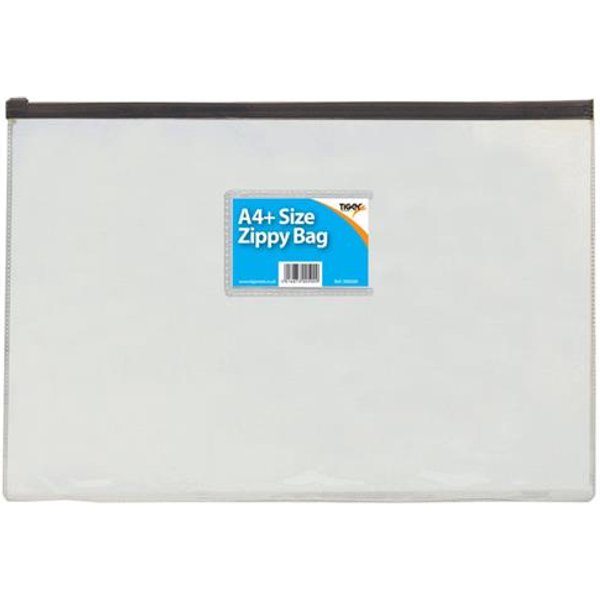 Tiger Zippy Bag Polypropylene A4 180 Micron Clear With Assorted Colour Zips (Pack 12) - 300500X12