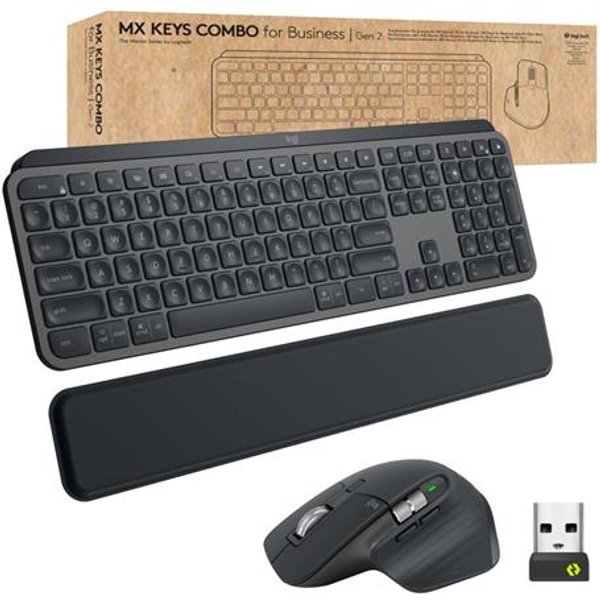 Logitech MX Keys Combo For Business Gen 2 keyboard Mouse included Office RF Wireless + Bluetooth QWERTY UK International Graphite