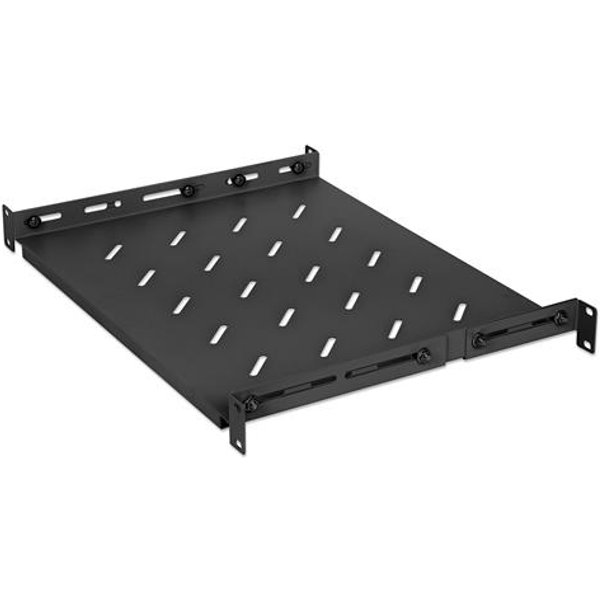 Intellinet 19" Fixed Shelf (adjustable) 1U 350mm shelf depth 350 to 550mm adjustable rail depth Max 20kg Black Lifetime warranty