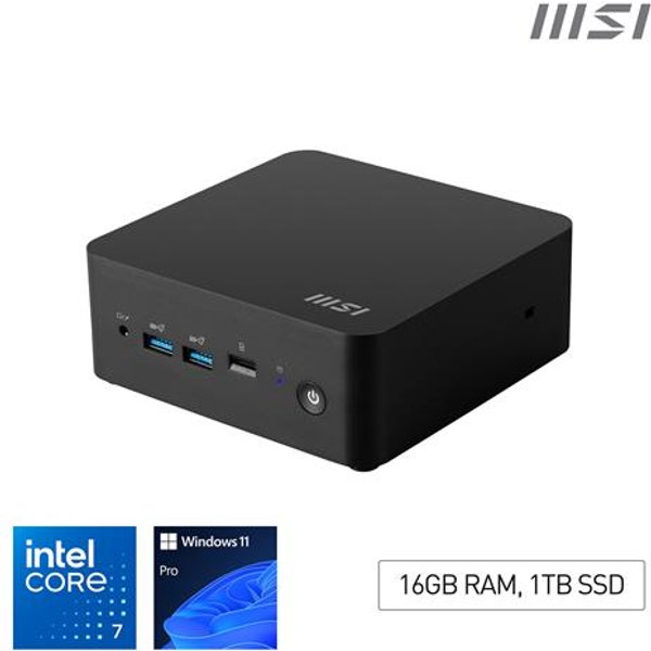 MSI Cubi NUC 1M Intel Core 7 150U Desktop PC NUC SFF Mini Computer HTPC (16GB RAM 1TB Storage Windows 11 PRO) Intel Graphics/DDR5/Dual ThunderBolt 4/Dual HDMI/Dual LAN/WiFi 6E/BT 5.3/VESA - NUC 1M i7 150U FS 16GB 1TB W11P