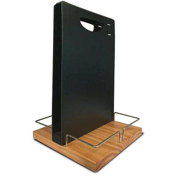 Securit Table Caddy Freestanding Metal Wood Black Silver