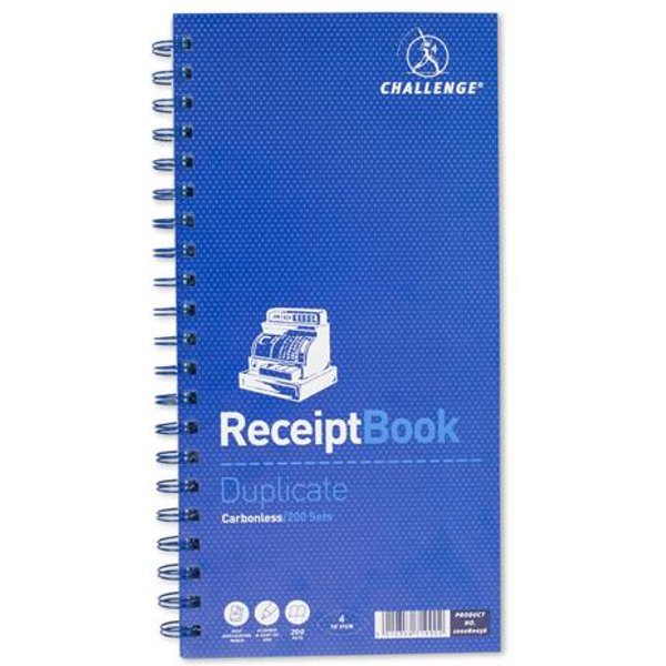 Challenge 280x141mm Duplicate Receipt Book Carbonless Wirebound 200 Sets - 100080056