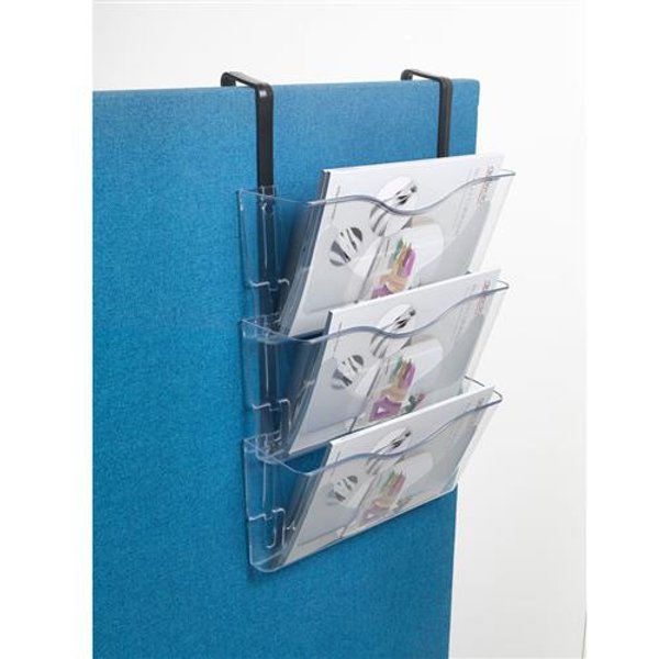 Deflecto A4 Landscape Wall Mounted Document Literature Display Holder with Hanging Bracket Crystal Clear (Pack 3) - CP077YTCRY
