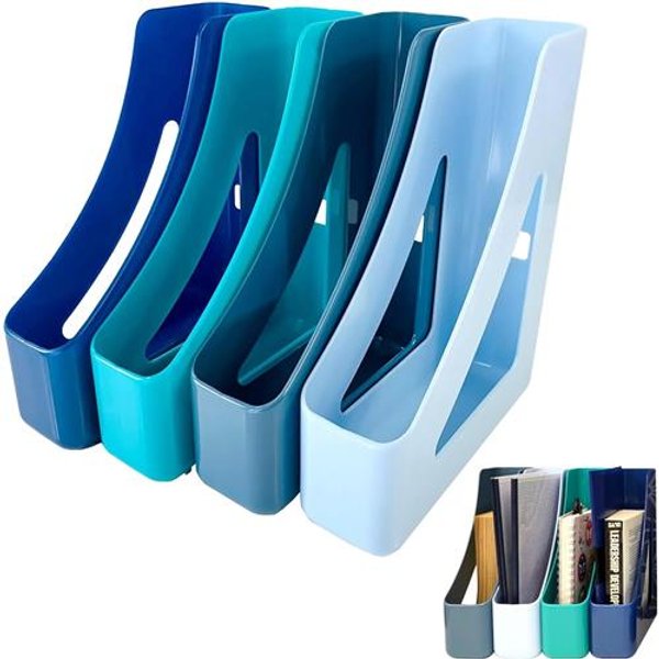 Deflecto Cool Breeze A4 Magazine Files Deep Blue and Aqua (Pack 4) - CP038YTCB
