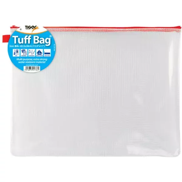Tiger Tuff Bag Polypropylene B4 500 Micron Clear with Assorted Colour Zips - 301736