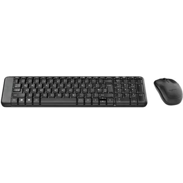 Logitech Wireless Combo MK220. Keyboard form factor: Mini. Keyboard style: Straight. Connectivity technology: Wireless Device interface: RF Wireless Keyboard layout: QWERTY Recommended usage: Office. Product colour: Black. Mouse included