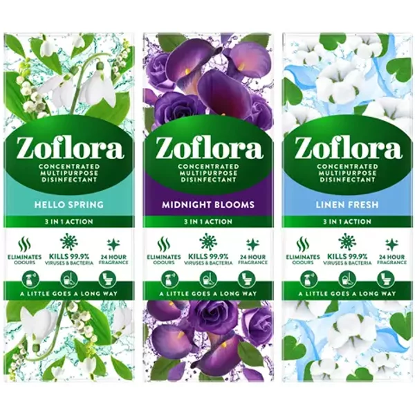 Zoflora 3 In 1 Concentrated Disinfectant 120ml Assorted Odours (Pack 12) - 22239