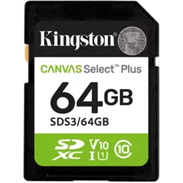 Kingston Technology 64GB SDXC Canvas Select Plus Gen3 100MB/s C10 UHS-I U1 V10