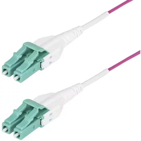 StarTech.com 2m (6ft) LC to LC (UPC) OM4 Multimode Fiber Optic Cable Erika Violet 50/125m 40G/100G LOMMF/VCSEL Uniboot Fiber Jumper Cord OFNR Riser Rated