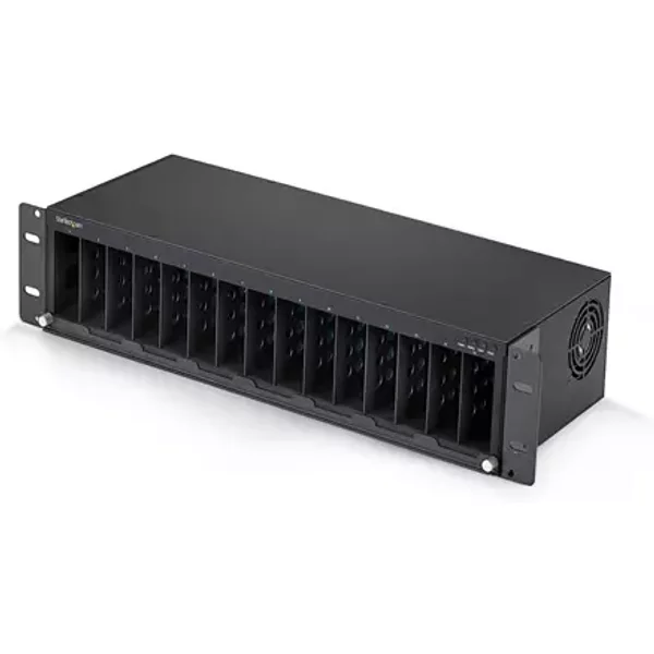 StarTech.com 15-Slot Unmanaged Media Converter Chassis for MCM Media Converter Series Full Power Isolation Active Cooling 19in Rackmount TAA Compliant