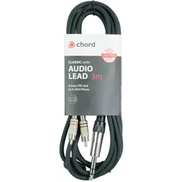 Chord Electronics 190.016UK audio cable 3 m 6.35mm TRS 2 x RCA Black
