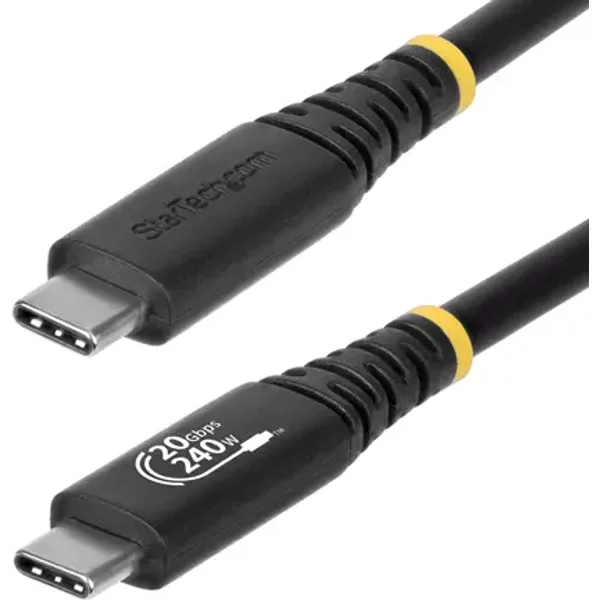 StarTech.com 2m (6ft) USB4 Cable 20Gbps USB-IF Certified USB-C Cable 240W PD EPR 4K 120Hz DP 2.1 TPE Jacket Black USB-C Cord