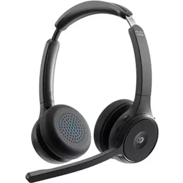 Cisco Headset 722, Wireless Dual On-Ear Bluetooth Headset with Webex Button, USB-A HD Bluetooth Adapter, Soft Case, Carbon Black, 1-Year Limited Liability Warranty (HS-WL-722-BUNA-C)