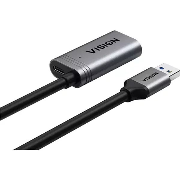 Vision TC 5MUSB3.0EXT+/BL USB cable USB 3.2 Gen 1 (3.1 Gen 1) 5 m USB A 3 Gbit/s Black Silver