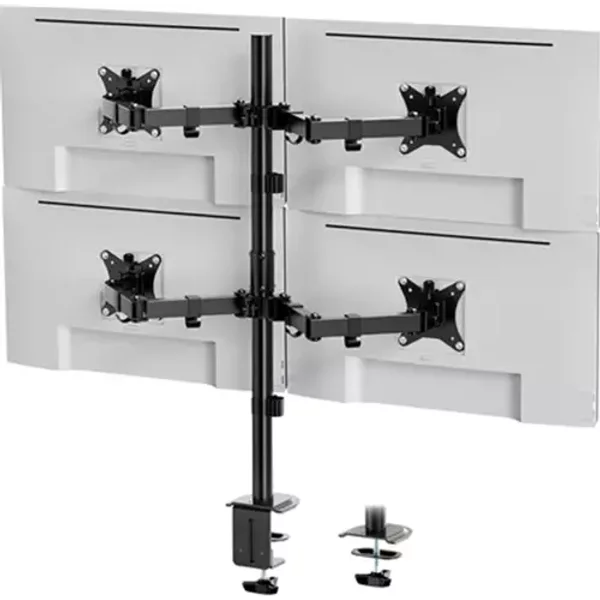 VonHaus Quad Monitor Stand for 13-32quot; Screens Four Screen Monitor Desk Mount Height Adjustable Easy Assemble Stand with Full Tilt Rotation amp; Swivel Arms VESA 75x75 amp; 100x100mm