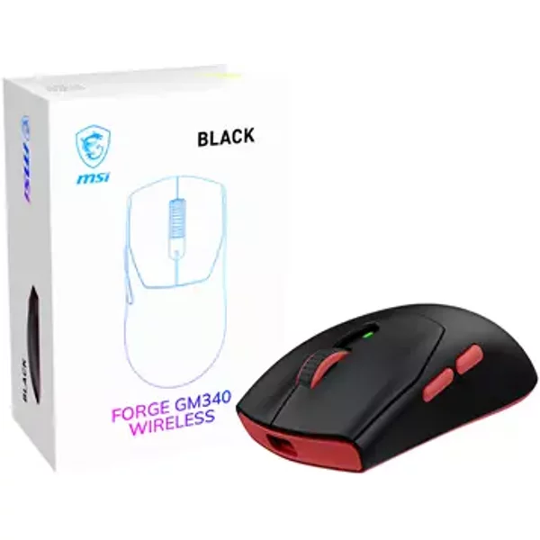 MSI Forge Gm340 Wireless Black mouse Gaming Ambidextrous RF Wireless + Bluetooth Optical 12000 DPI