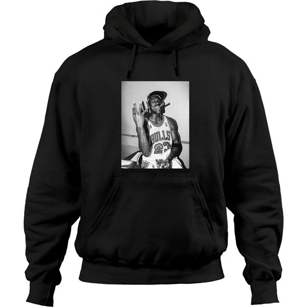 90's Vintage Michael Jordan Three-peat Black And White Hoodies