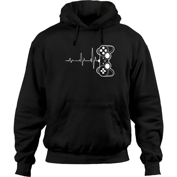 Gamer Heartbeat Hoodie Video Game Lover Gift Tee-image