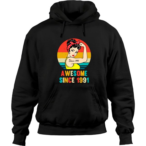 Vintage 30Th Birthday 1991 Women Gift For 30 Year Old Woman Hoodie-image