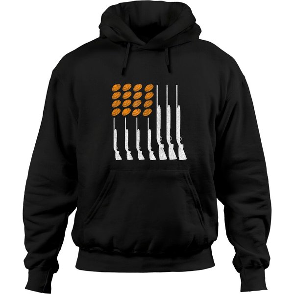 Clay Target Shooting Trap Skeet American Flag Patriotic Hoodie-image