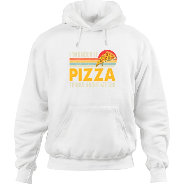 Vintage I Wonder If Pizza Thinks About Me Too Food Hoodie-image
