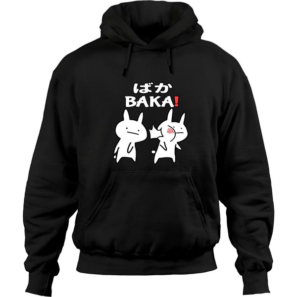 Funny Japanese Anime, Baka Rabbit Slap, Baka Cute Japanese Pullover Hoodie