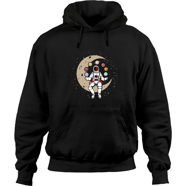Universe Galaxy Astronaut Juggling Planet Solar System Space Pullover Hoodie-image