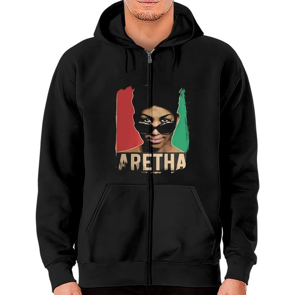 Aretha Franklin Zip Hoodie Men's Classic Short Sleeve Tees Zip Hoodie Tops