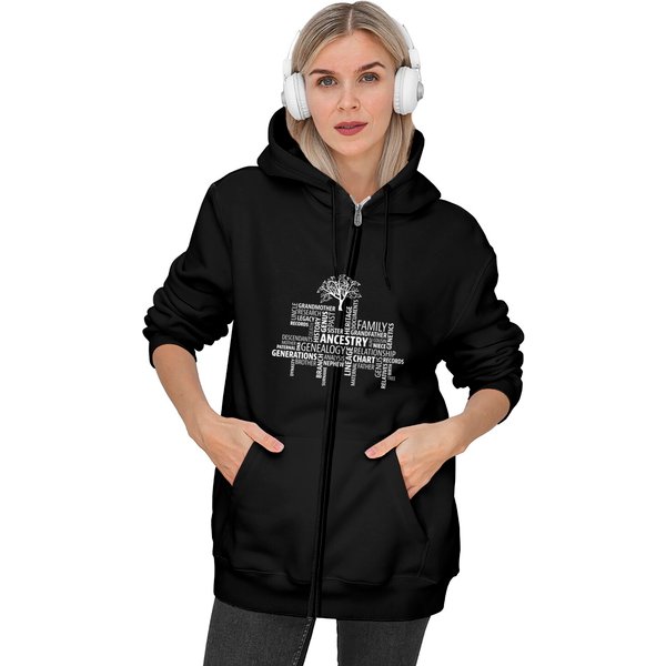 Genealogy, Ancestry, Word Cloud Zip Hoodie Research Your Family