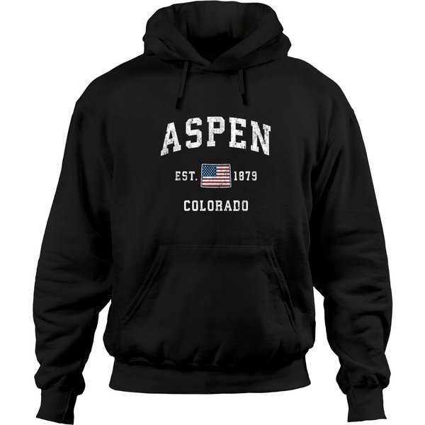 Aspen Colorado Co Vintage American Flag Sports Design Pullover Hoodie-image
