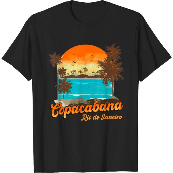 Copacabana Rio De Janeiro Beach Summer Vacation T Shirt-image