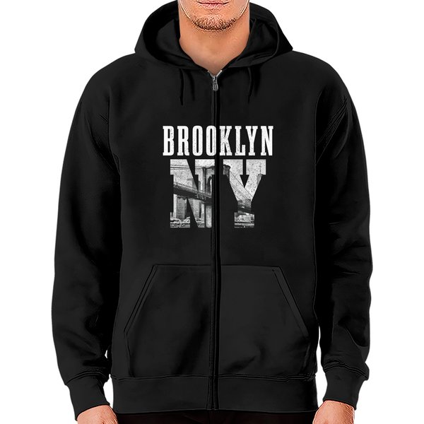Brooklyn Ny Vintage Zip Hoodie Nyc New York City