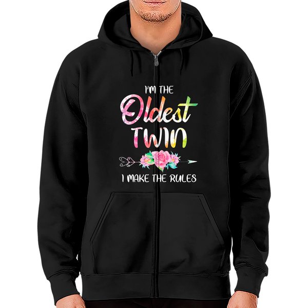 Oldest Twin Zip Hoodie Sibling Birthday Twins Matching Zip Hoodie