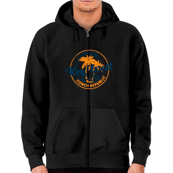 Key West Vintage Emblem Basic Cotton Zip Hoodie-image