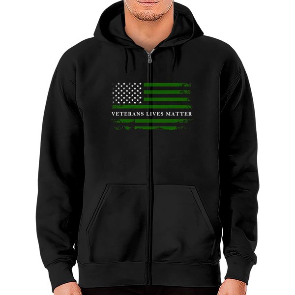 Veterans Lives Matter American Flag Zip Hoodie-image