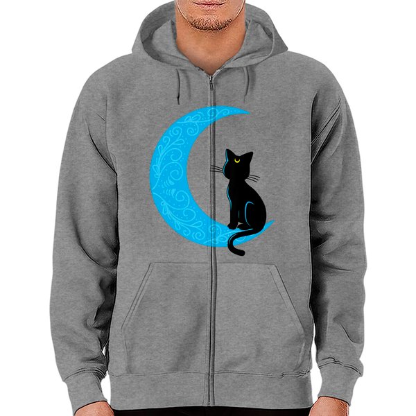 Sailor Moon Vintage Black Cat Crescent Zip Hoodie-image