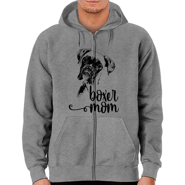 Boxer Mom Dog Face Dog Zip Hoodie-image