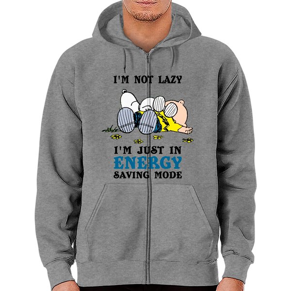 I'm Not Lazy I'm Just In Energy Saving Mode Snoopy Zip Hoodies