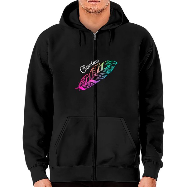 Feather Tee Native American Choctaw Tribe Zip Hoodies-image