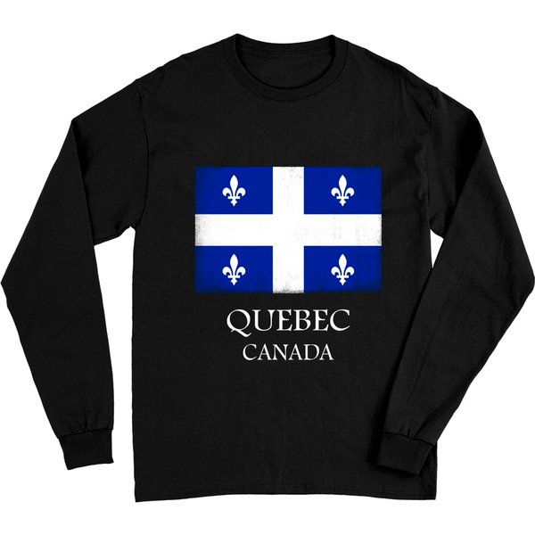 Quebec Canada Flag Vintage Canadian Flag Long Sleeves-image