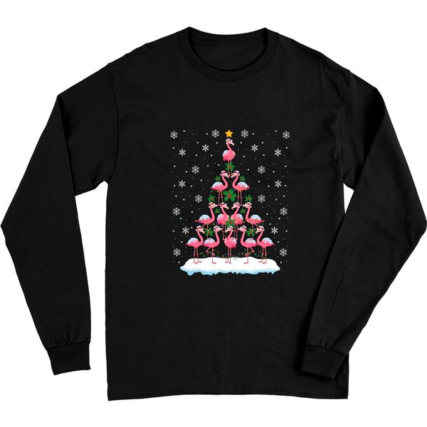 Flamingo Xmas Lighting Christmas Tree Long Sleeve-image