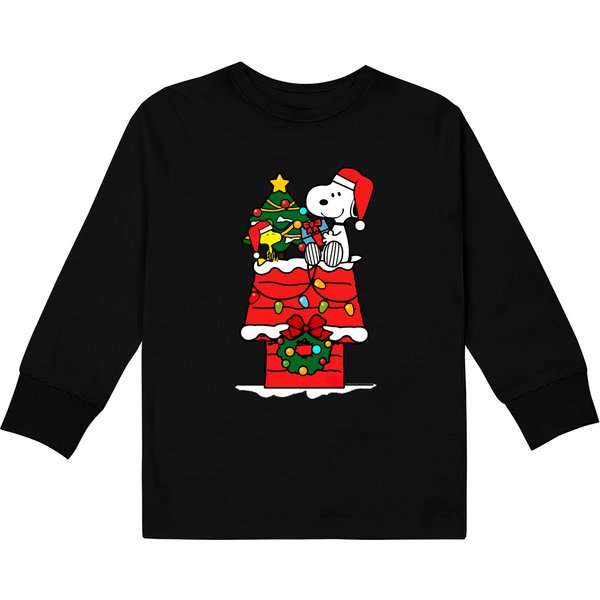 Snoopy Celebrate Christmas With Woodstock - Snoopy - Kids Long Sleeve T-Shirts-image